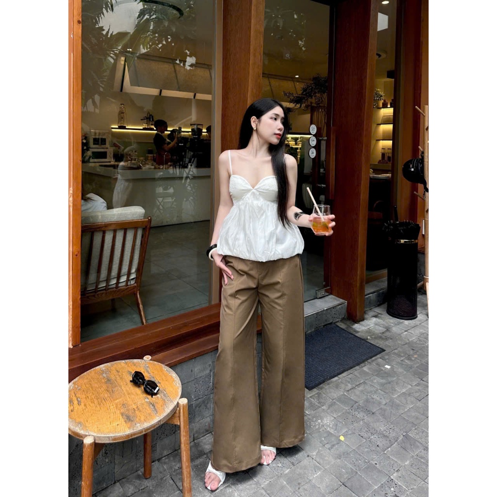 Bộ Jump Cổ Yếm Quần Suông Rộng Áo Gile - Áo Sát Nách, Set Đồ Nữ Áo Gile Linen Kèm Quần Ống Rộng Chất