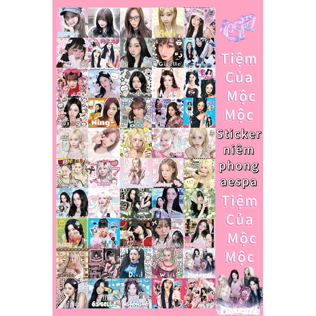 Set 50c Sticker Niêm Phong In Hình Nhóm Nhạc Aespa