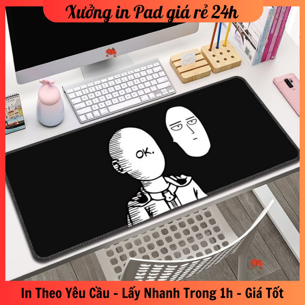 Lót chuột One punch man, Saitama size 60x30, 60x40, 70x30 - In hình theo yêu cầu - Lấy ngay, Hỏa tốc