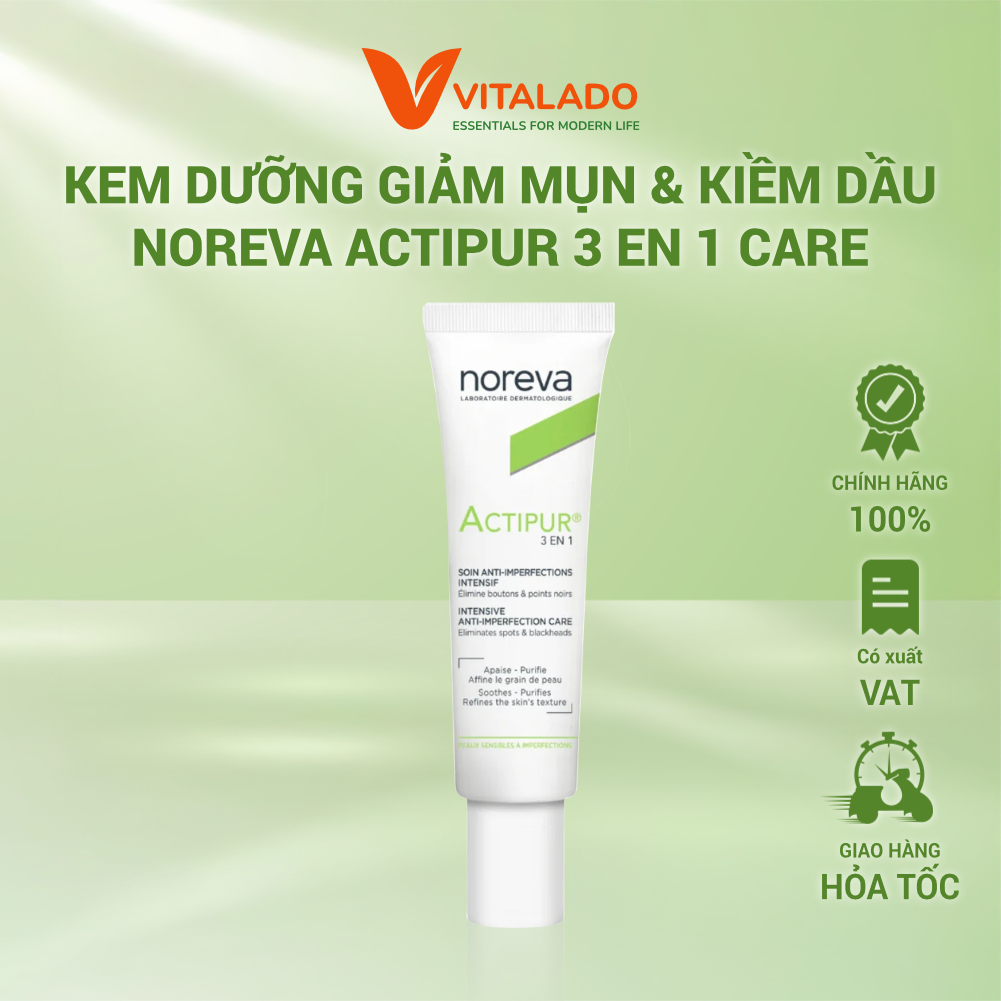 [Hàng CTY] Kem bôi tri mụn Noreva Actipur 3 En 1 Intensive Anti-Imperfection Care 30ml