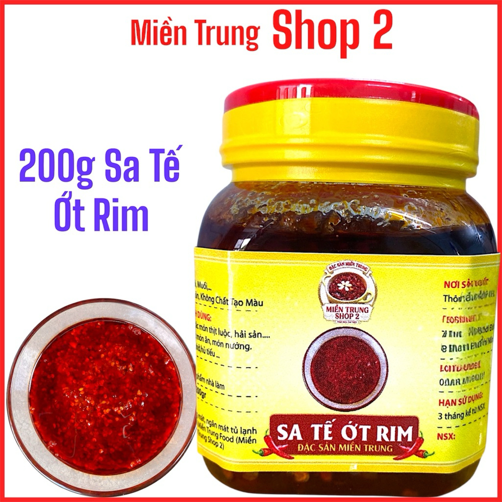 200 GRAM SATẾ Ớt Rim SIÊU CAY, Chay Mặn Đều Dùng Được Vị Cay Nồng,Thơm Mùi Xả Tỏi phi,Làm Sốt Trộn,S