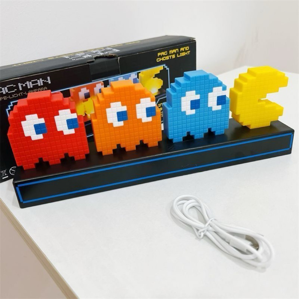 Đèn Trang Trí Pac-Man Pixel RGB- Sạc USB- Nháy Theo Nhạc Đèn Decor Gaming Setup Bàn PC Phòng Ngủ