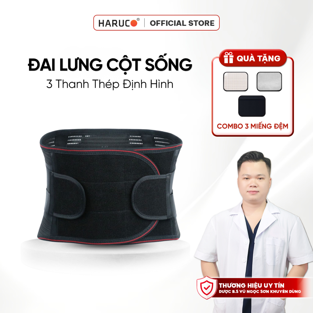 Đai Thắt Lưng Cột Sống Haruco Giảm Đau Lưng, Thoái Hóa, Thoát Vị Đĩa Đệm, Đai Nịt Lưng Thoáng Khí