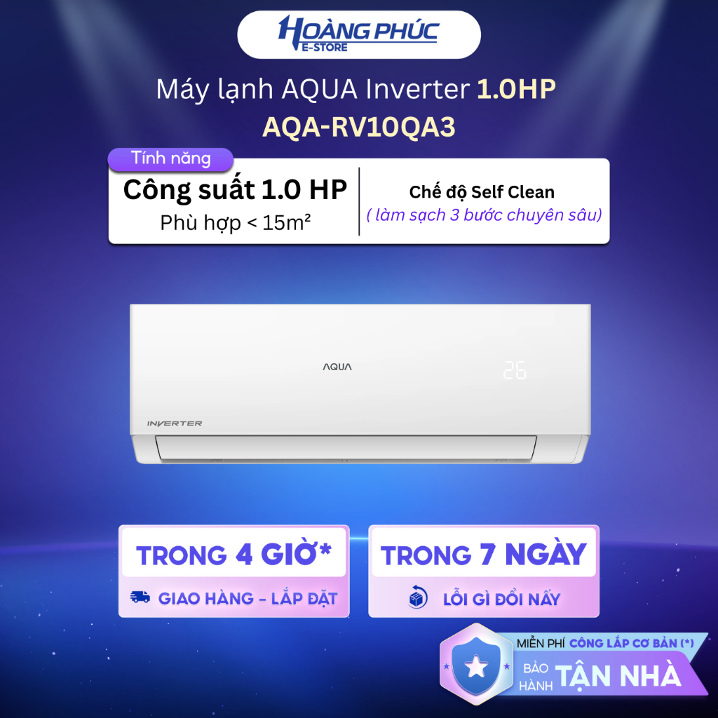 [Phí Lắp đặt 0Đ HN HCM] Máy lạnh AQUA Inverter 1 HP AQA-RV10QA3 | 1.5HP AQA-RV13QA3