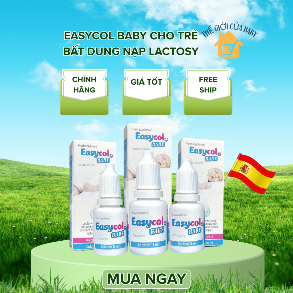 Enzyme Lactase Easycol Baby cho trẻ bất dung nạp Lactose cải thiện tiêu hóa dung tích 15ml