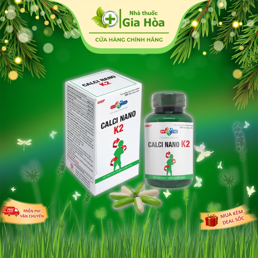 Viên uống bổ sung Calci Nano K2 Mediphar giúp phát triển hệ xương, răng, hỗ trợ tăng chiều cao, giảm