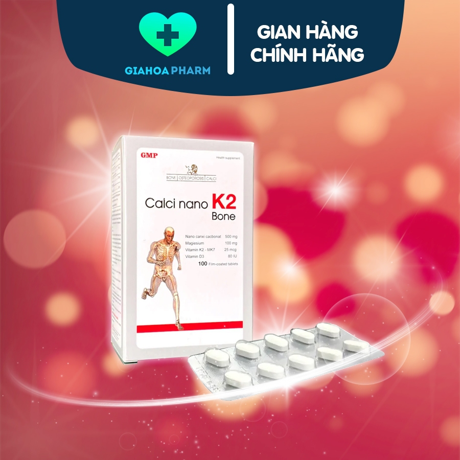 Viên uống bổ sung Calci Nano K2 Bone Mediphar USA, vitamin D3, K2 MK7 giúp tăng chiều cao, ngừa loãn