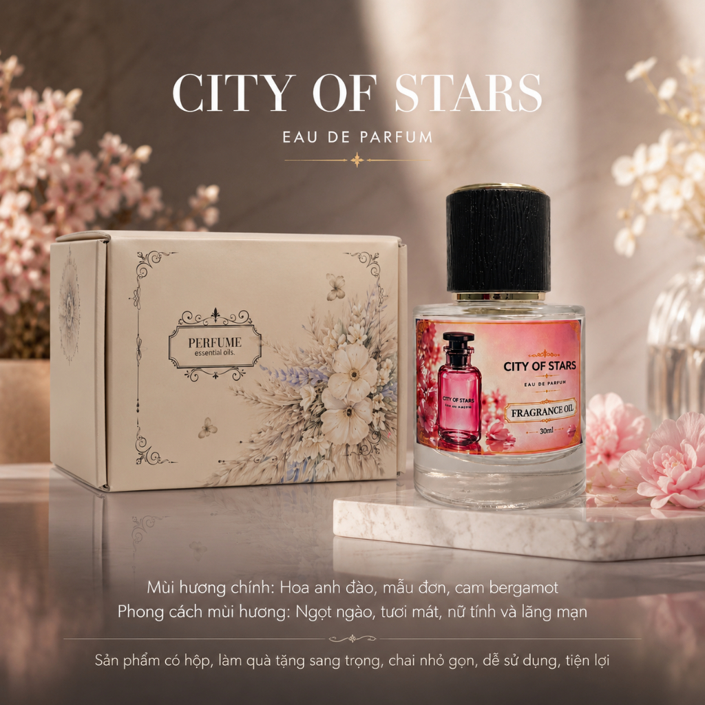 Nước hoa unisex City Of Stars. Mùi hương tươi mát, sang trọng, đầy sức sống.