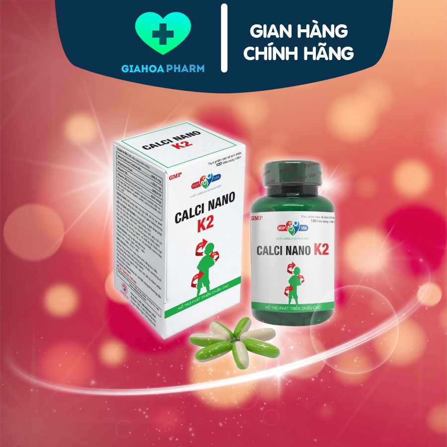 Viên uống bổ sung Calci Nano K2 Mediphar USA hỗ trợ phát triển xương, răng, giúp tăng chiều cao, giả
