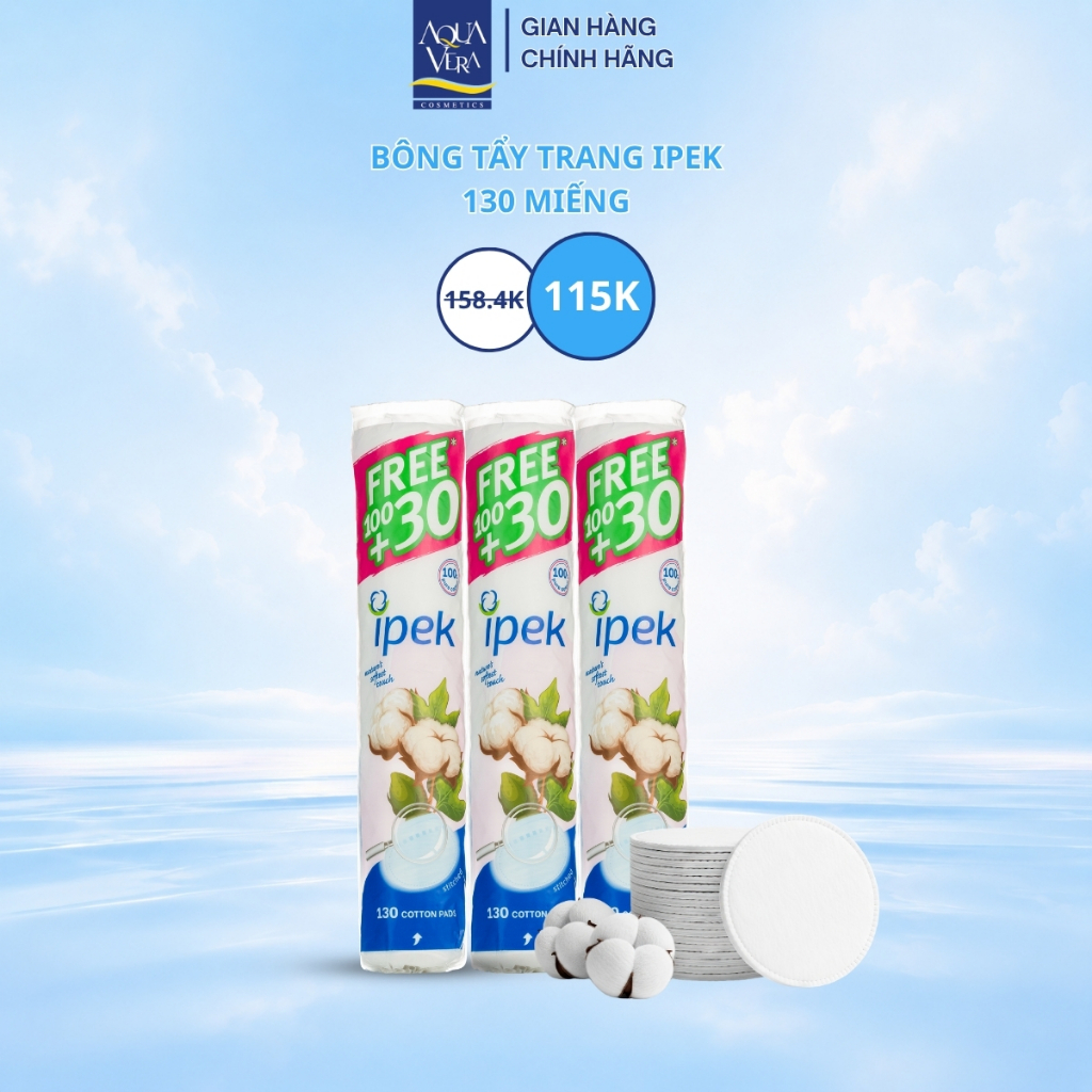 Combo 3 bông tẩy trang Ipek 130 miếng (3x130 miếng)