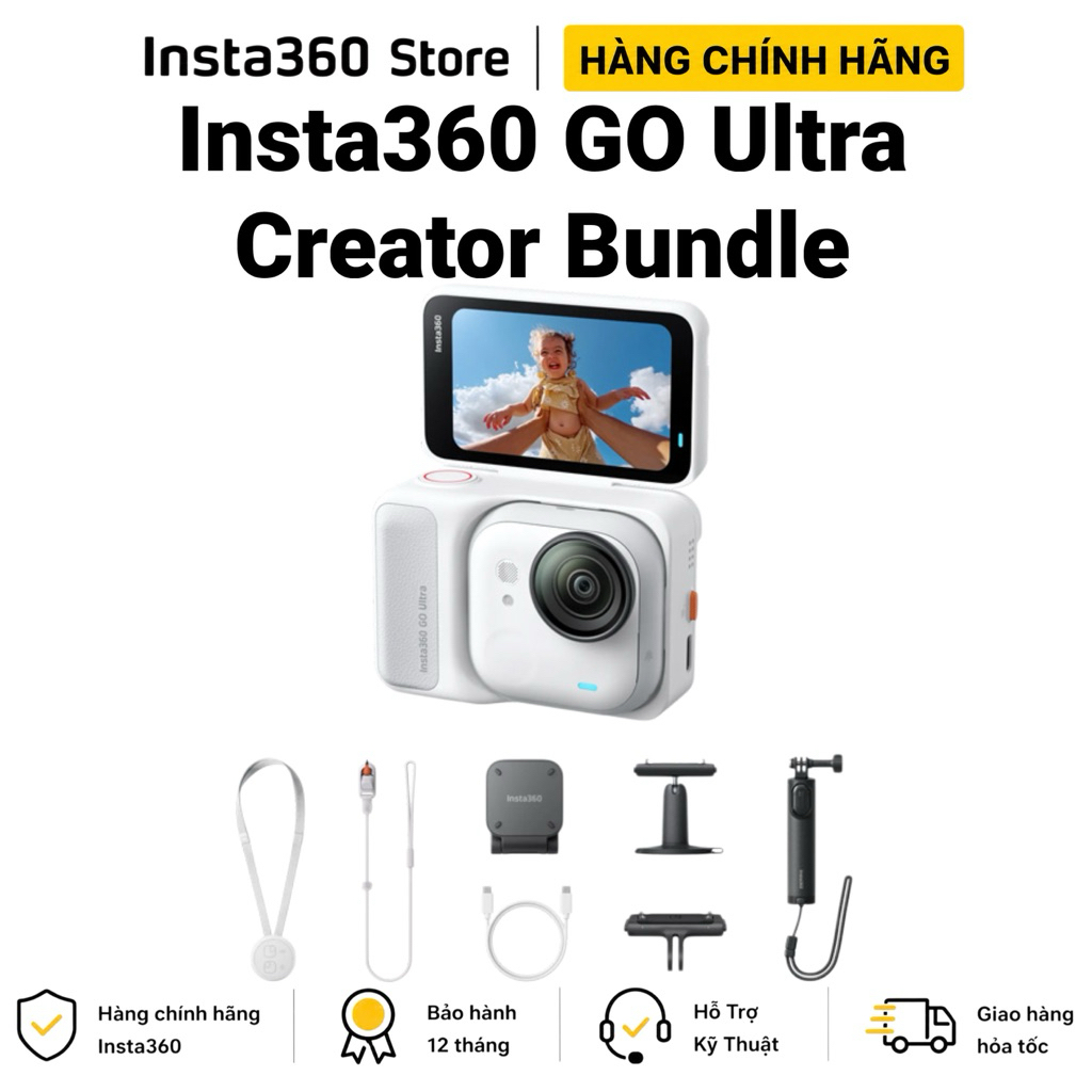 Insta360 GO Ultra Creator Bundle - Camera Hành Động AI POV Siêu Nhỏ Gọn 4K | Chính Hãng BH 12 Tháng