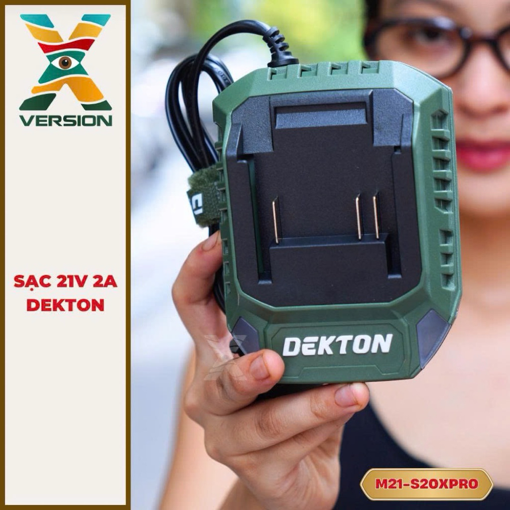 Sạc Pin Dekton 21V (2.0Ah), model M21-S2OXPRO Chính Hãng , Vỏ chống cháy -Xversion