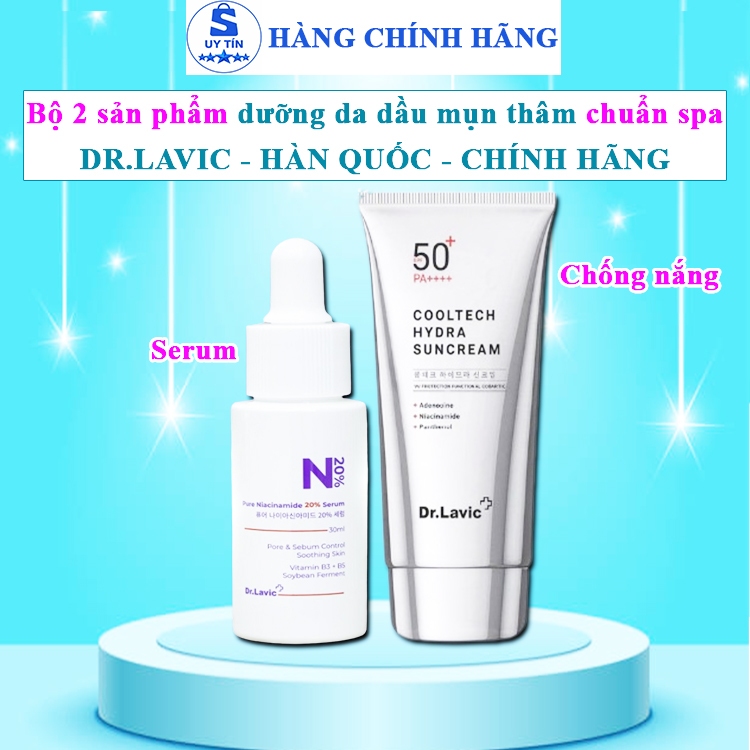 COMBO kem chống nắng cooltech hydra suncream dr.lavic chính hãng serum niacinamide 20% drlavic chính