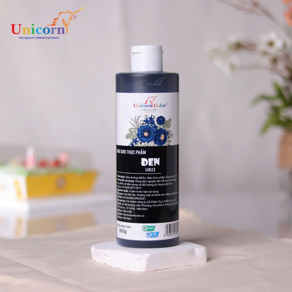 [Chai 600g] Màu Siro Thực Phẩm Unicorn - Đen