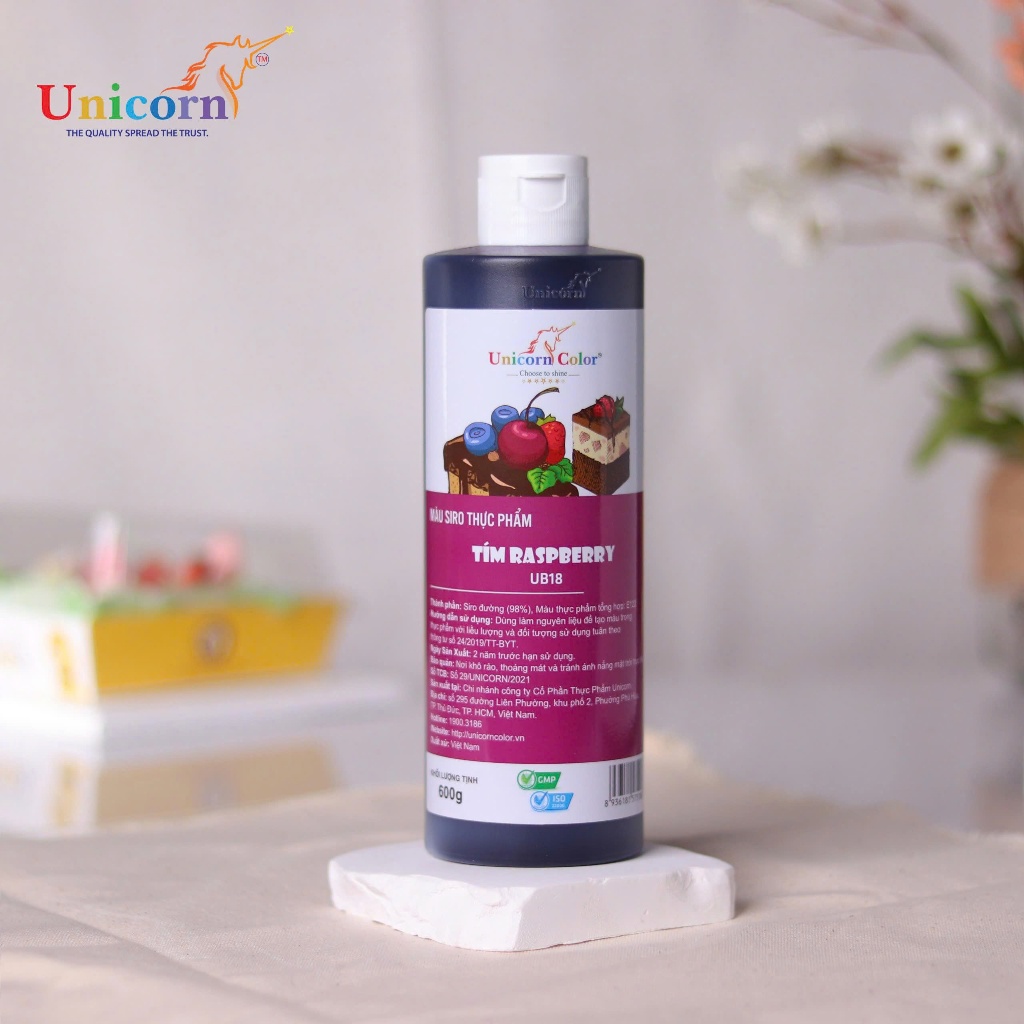 [Chai 600g] Màu Siro Thực Phẩm Unicorn - Tím Raspberry