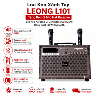 Loa Kéo Xách Tay LEONG L101 Tặng Kèm 2 Mic Hát Karaoke - Loa Kéo Karaoke Di Động Bass Cực Mạnh Công Suất 100W Bluetooth