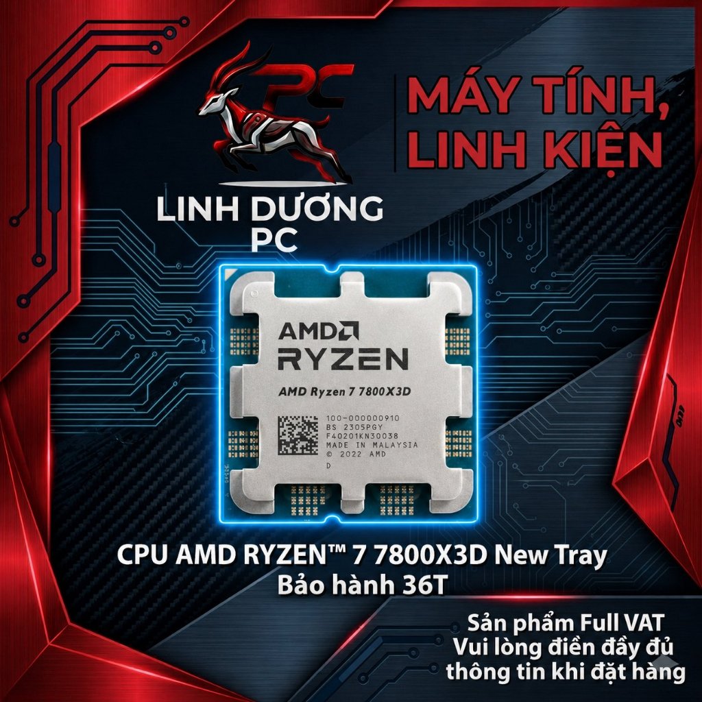 PC CPU AMD RYZEN 7 7800X3D + B650M + 16GB 6000MHz + 650W Bảo hành 36T PC PERFOMANCE R7 7800X 3D