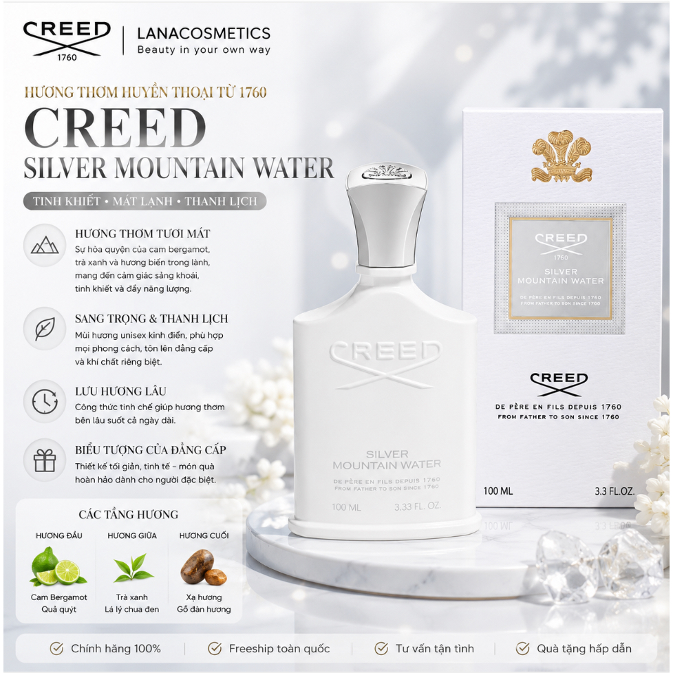 Nước hoa unisex Creed Silver Mountain Water - 100ml