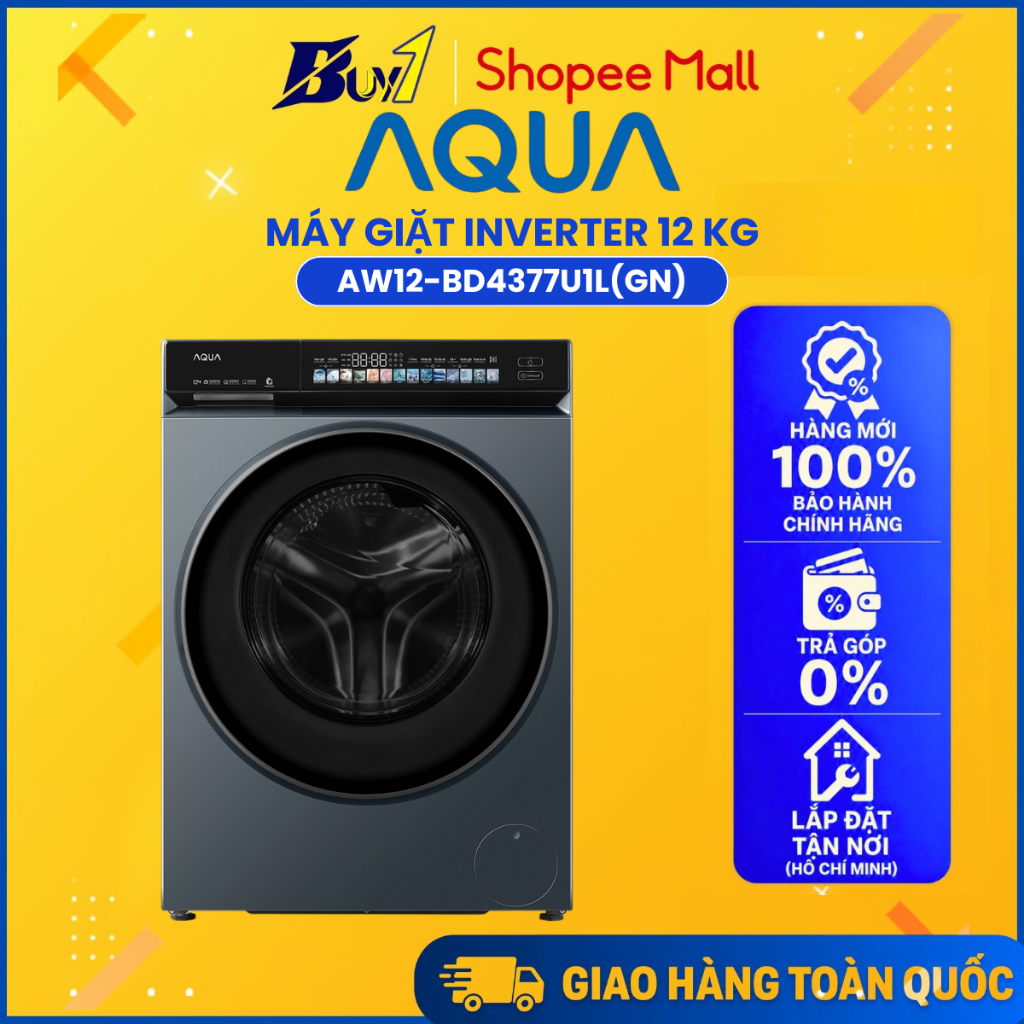 Máy giặt Aqua Inverter 12 kg AW12-BD4377U1L(GN) - Hàng Chính Hãng