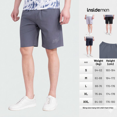 Quần Short thể thao cạp chun nam Insidemen Active dáng Regular Fit năng động, thoải mái ISO121MAH0
