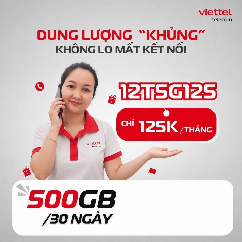 Sim Viettel 500GB/tháng