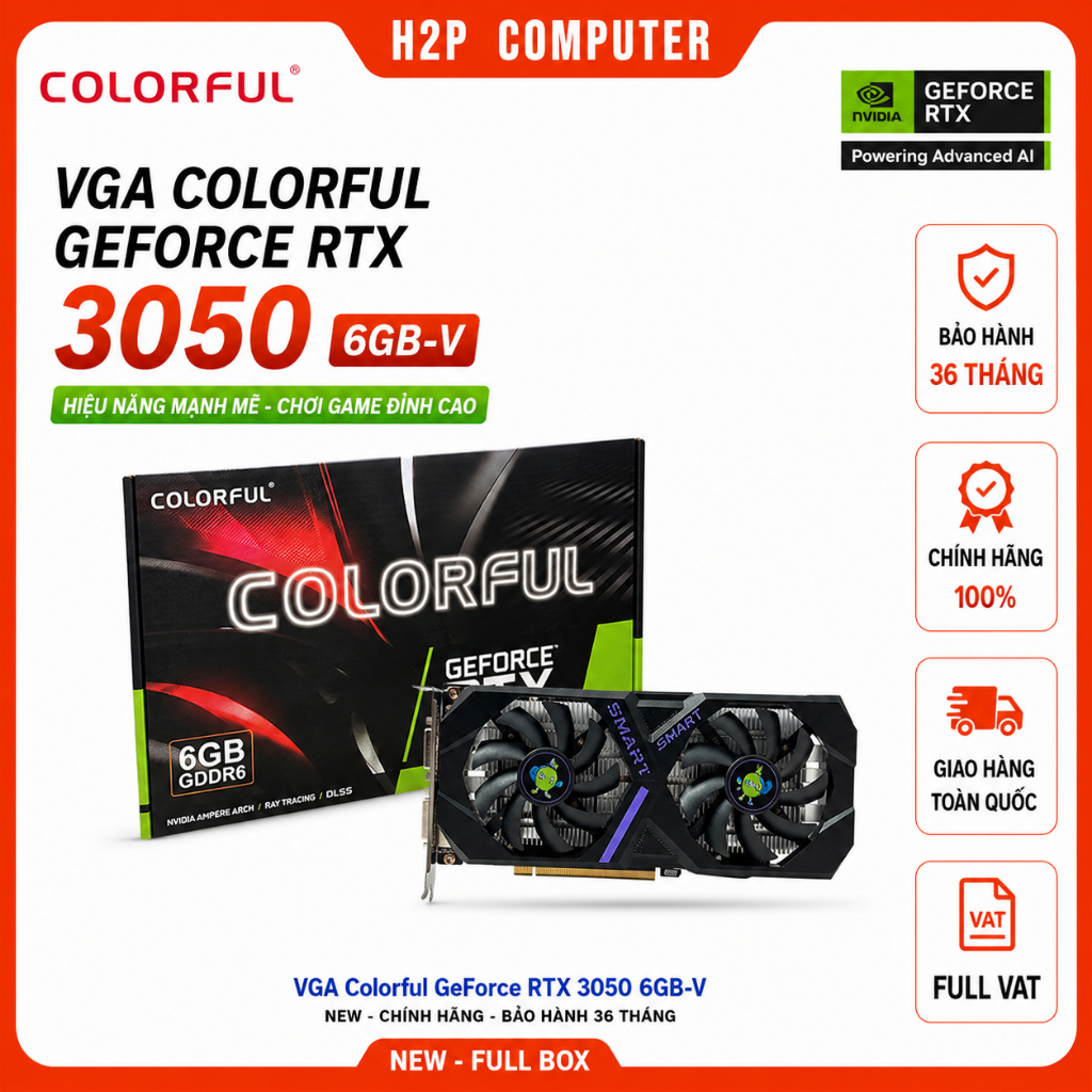 VGA Colorful GeForce RTX 3050 6GB-V - New - Chính Hãng - BH 36 Tháng