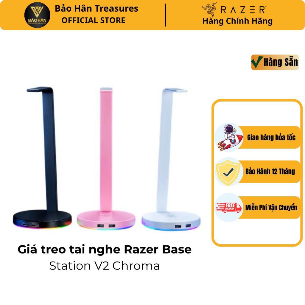 Giá Treo Tai Nghe Razer Base Station V2 Chroma - USB 3.1 Hub-7.1 Surround Sound, LED Chroma - Hàng C