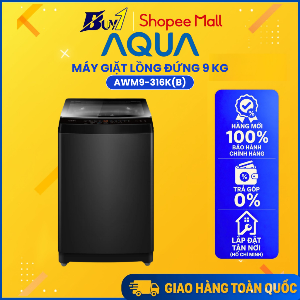 AWM9-316K(B) - Máy giặt lồng đứng AQUA 9.0kg AWM9-316K(B) - Bảo Hành Chính Hãng