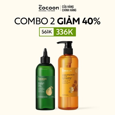 [MUA 2 GIẢM 40%] Combo 1 Nước dưỡng tóc tinh dầu bưởi 310ml + 1 Gel tắm đường thốt nốt Cocoon 500ml