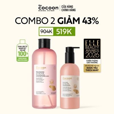 [MUA 2 GIẢM 42%] Combo Supersize Nước Tẩy Trang Sen Hậu Giang 1000ml & Sữa rửa mặt sen Hậu Giang 310ml