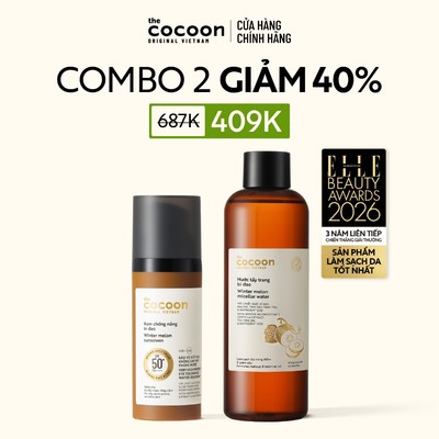 [MUA 2 GIẢM 41%] Combo Kem chống nắng bí đao Cocoon 50ml + nước tẩy trang bí đao 500ml
