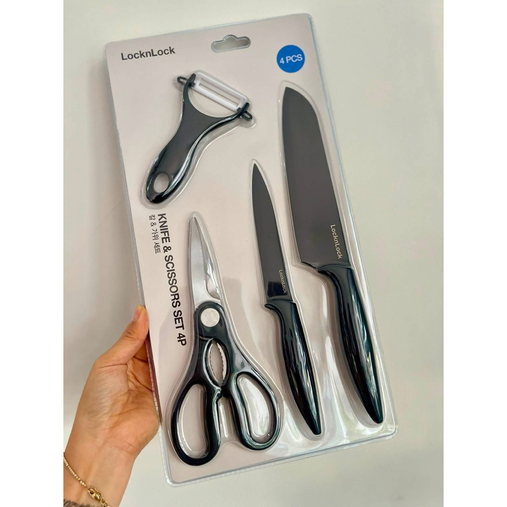 Vĩ dao nhà bếp 4 món màu đen LocknLock Chính hãng CKK106S4