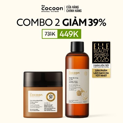 [MUA 2 GIẢM 39%] COMBO Sữa chống nắng bí đao quang phổ rộng Cocoon 50ml + Nước tẩy trang bí đao 500ml