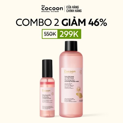 [MUA 2 GIẢM 46%] Combo Tinh chất xịt dưỡng sen Hậu Giang 100ml & Tẩy trang sen Cocoon 500ml