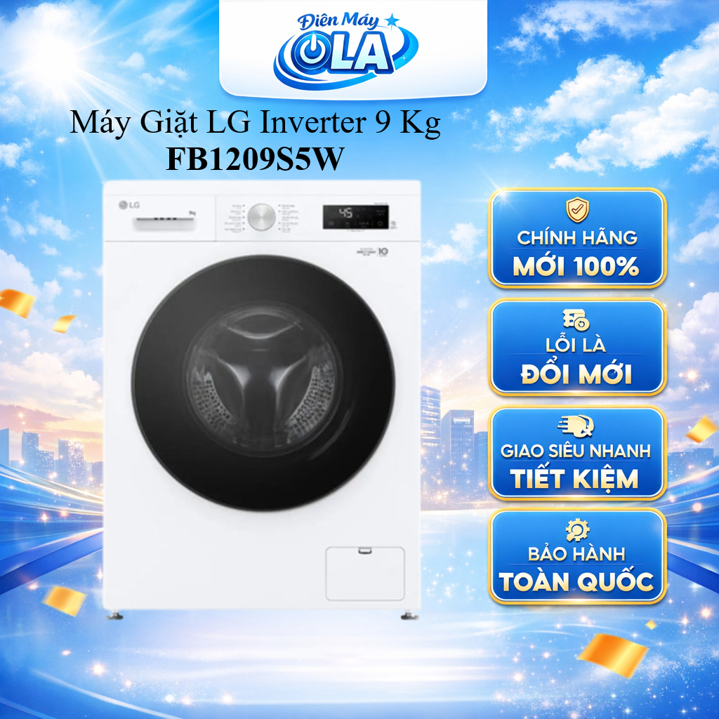 (TOÀN QUỐC) - FB1209S5W - Máy Giặt LG Inverter 9 Kg FB1209S5W