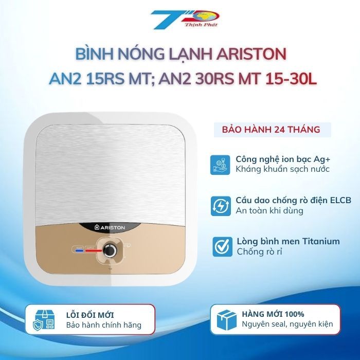 Bình nóng lạnh Ariston AN2 15RS MT; AN2 30RS MT 15-30L Bình vuông|Bảo hành chính hãng, mới
