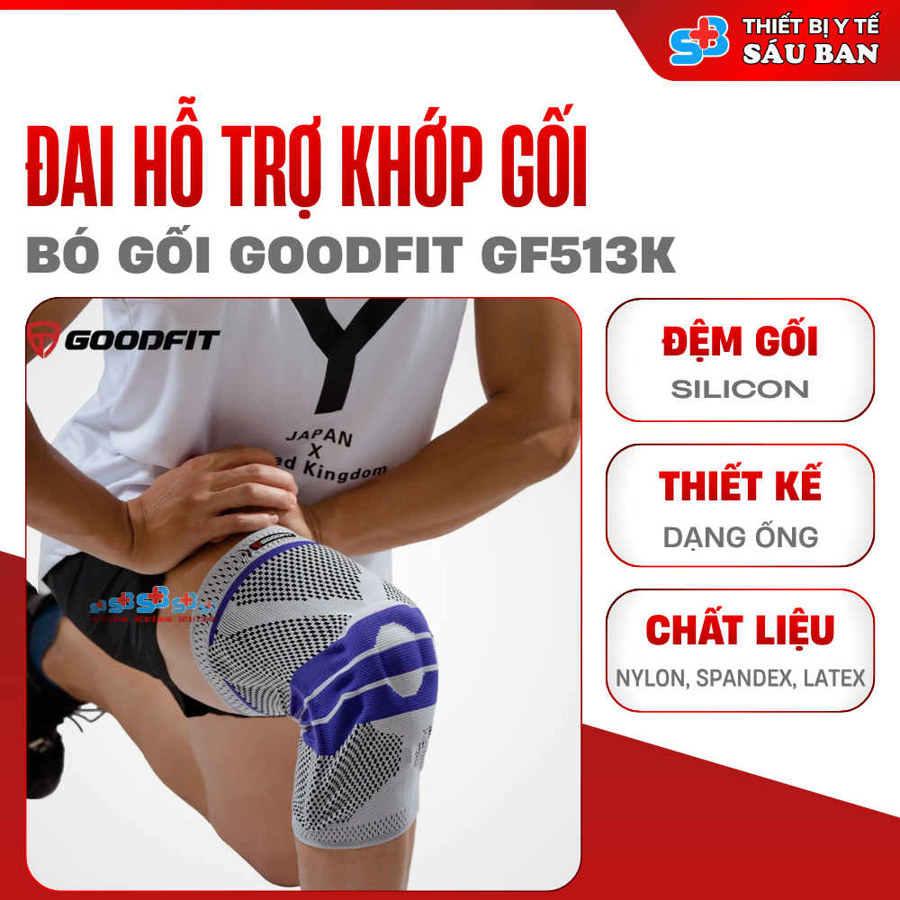 Băng Bảo Vệ Đầu Gối, Bó Gối - Đai Gối Thể Thao Silicon Goodfit GF513K