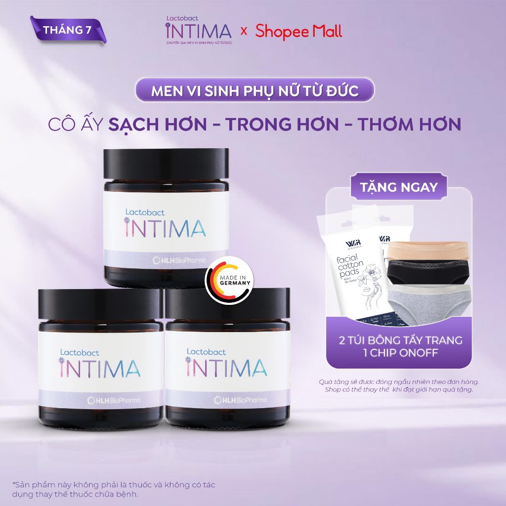 3 Hộp men vi sinh phụ nữ Lactobact Intima bổ sung lợi khuẩn, hỗ trợ giảm tái phát viêm, ngứa rát, tă