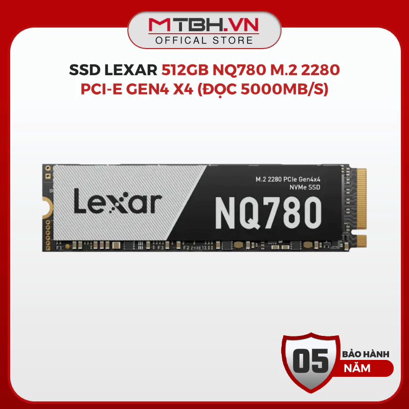 Ổ Cứng SSD Lexar NQ780 512GB M.2 2280 PCIe Gen4 x4 NVMe - Tốc Độ Đọc 5000MB/s, Hàng Chính Hãng