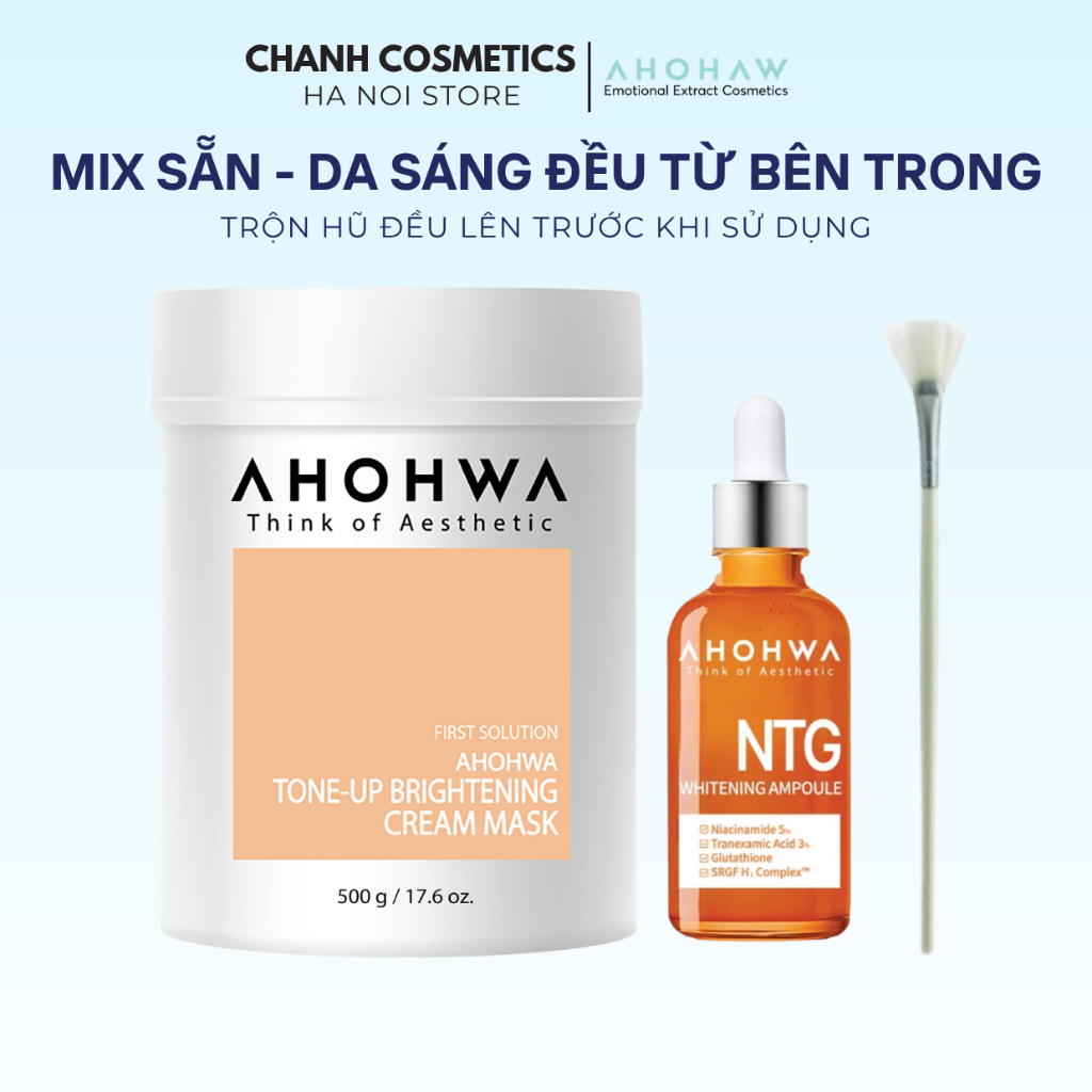 [CÓ HŨ MIX] MẶT NẠ Ủ TRẮNG AHOHWA & SERUM DƯỠNG TRẮNG NTG