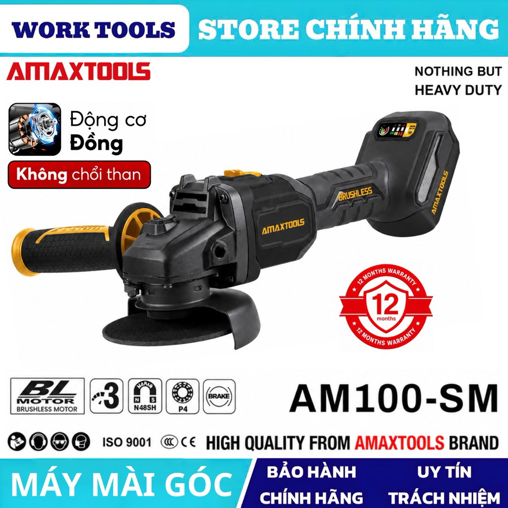 Thân máy mài góc dùng chân pin phổ thông 21V AMAXTOOLS AM100SM, AM100TSM