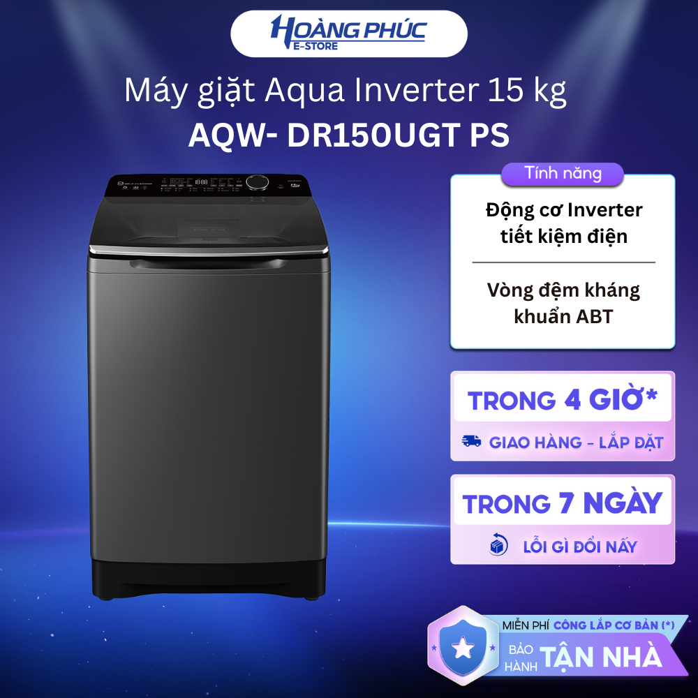 AQW-DR150UGT(PS) - Máy giặt Aqua Inverter 15 kg AQW-DR150UGT(PS) {Ship HCM 0Đ}
