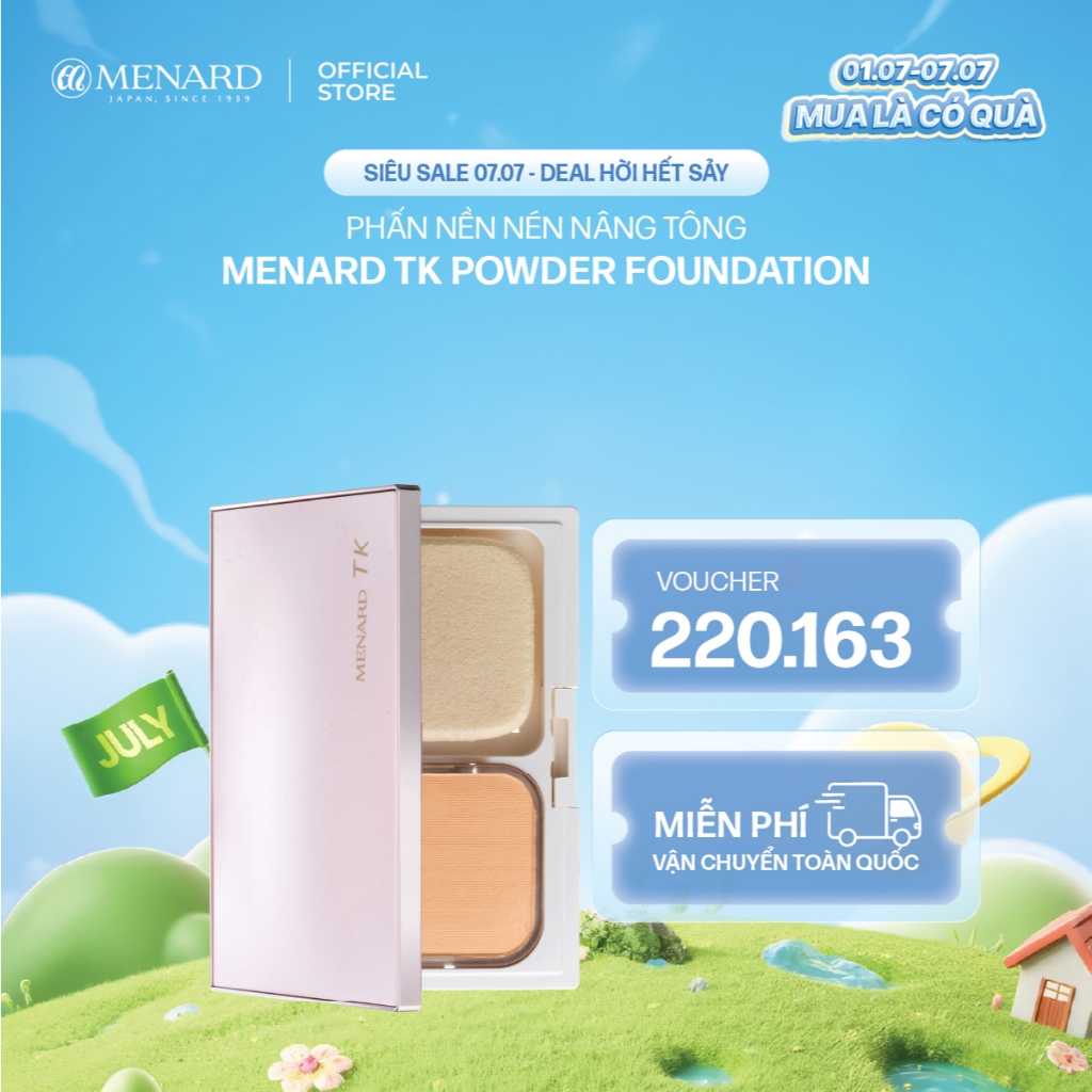Phấn nền nén siêu mịn Menard TK Foundation hỗ trợ che phủ lỗ chân lông, làm đều màu da