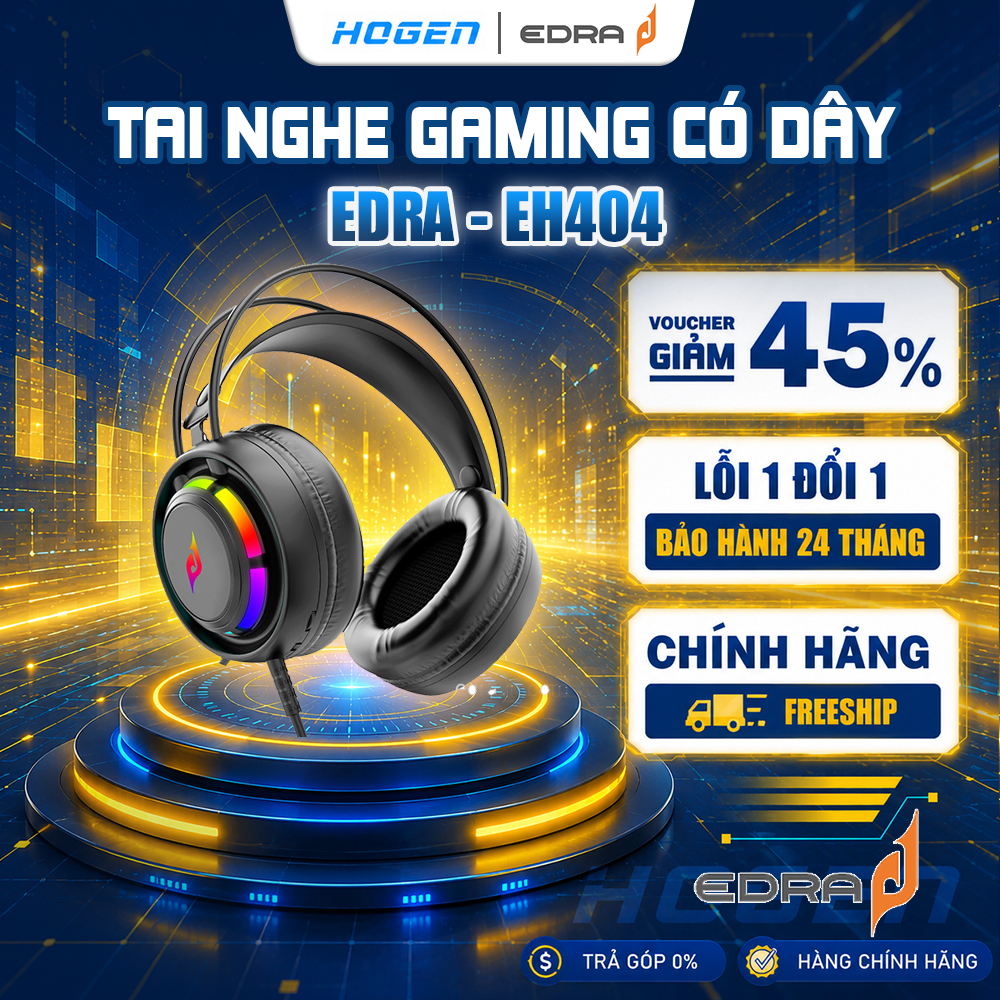 TAI NGHE GAMING CÓ DÂY EDRA EH404 | USB | LED RGB | Mic | CHÍNH HÃNG