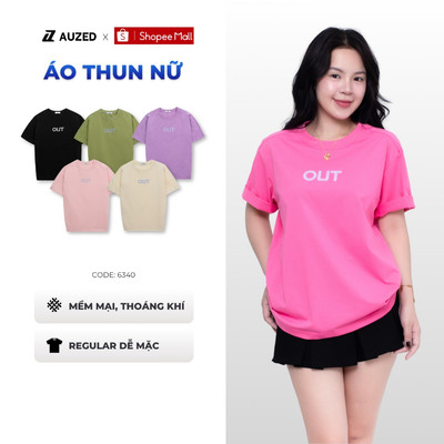 Áo thun nữ AUZED form suông rộng, chất cotton co giãn, mềm mại, thoáng khí thấm hút mồ hôi tốt 6340