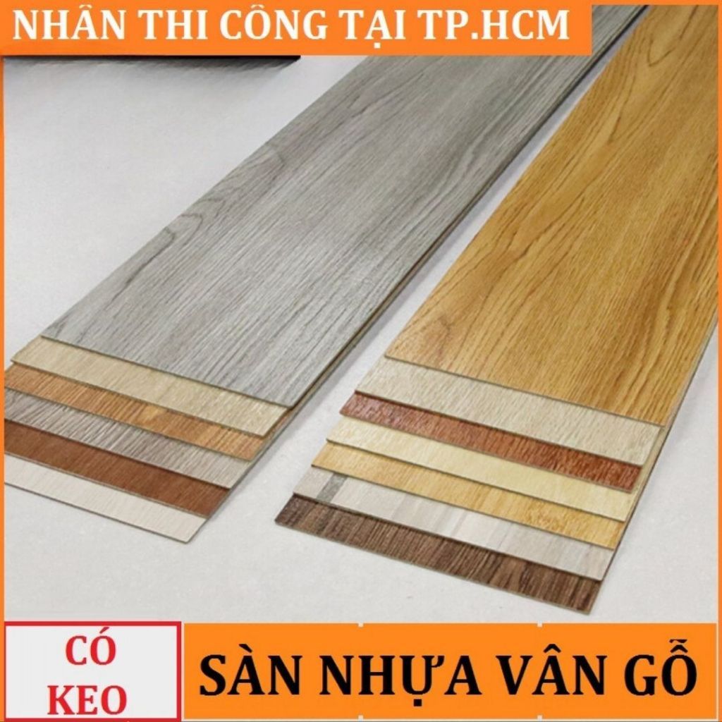 (Hỏa Tốc) Miếng Ván Sàn Nhựa Giả Vân Gỗ 45x15 Sẵn Keo Bóc Dán, Giá Tại Kho, Nhận Thi Công HCM