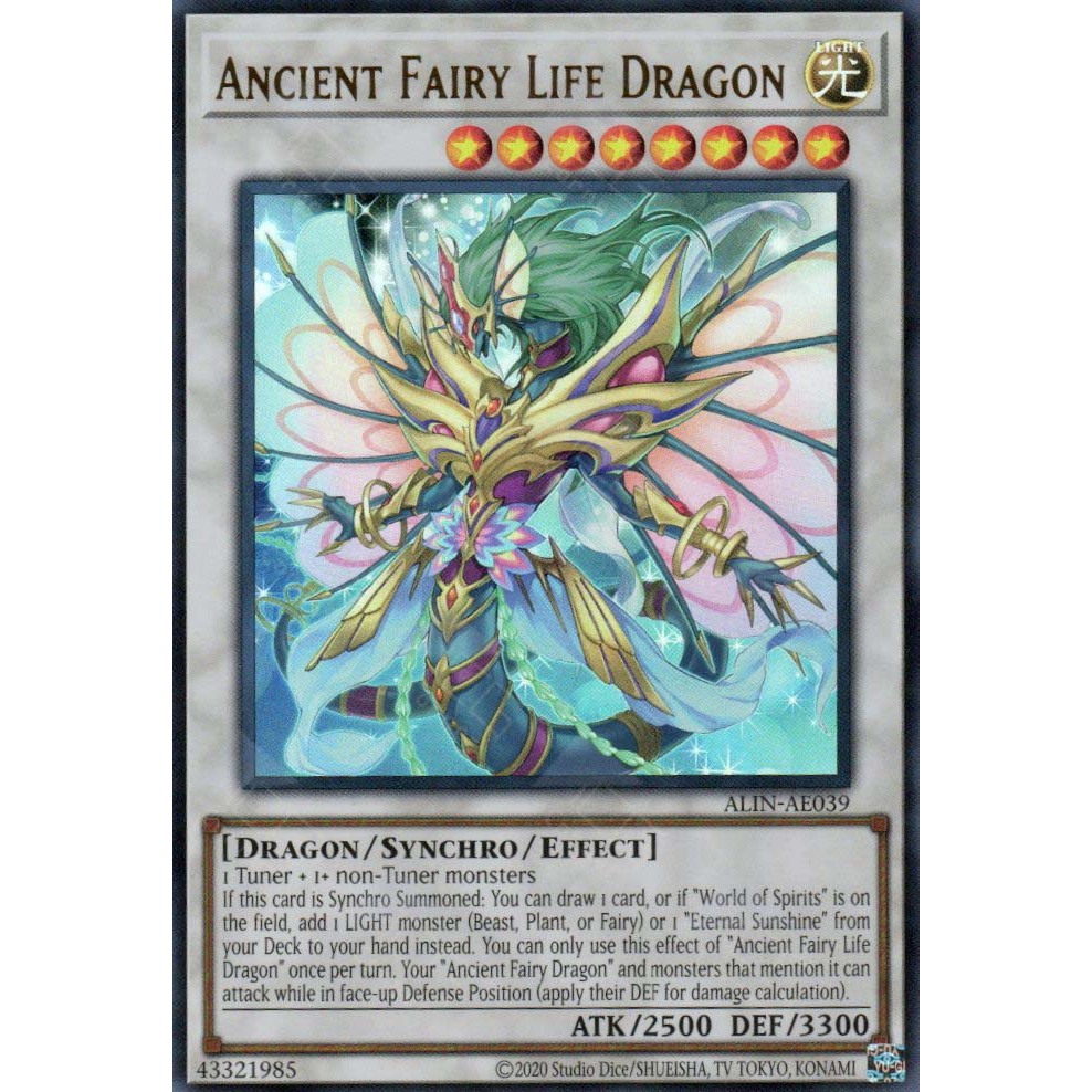 Thẻ bài Yugioh Tiếng Anh Chính Hãng Phiên Bản AE: ALIN-AE039 Ancient Fairy Life Dragon (UR)