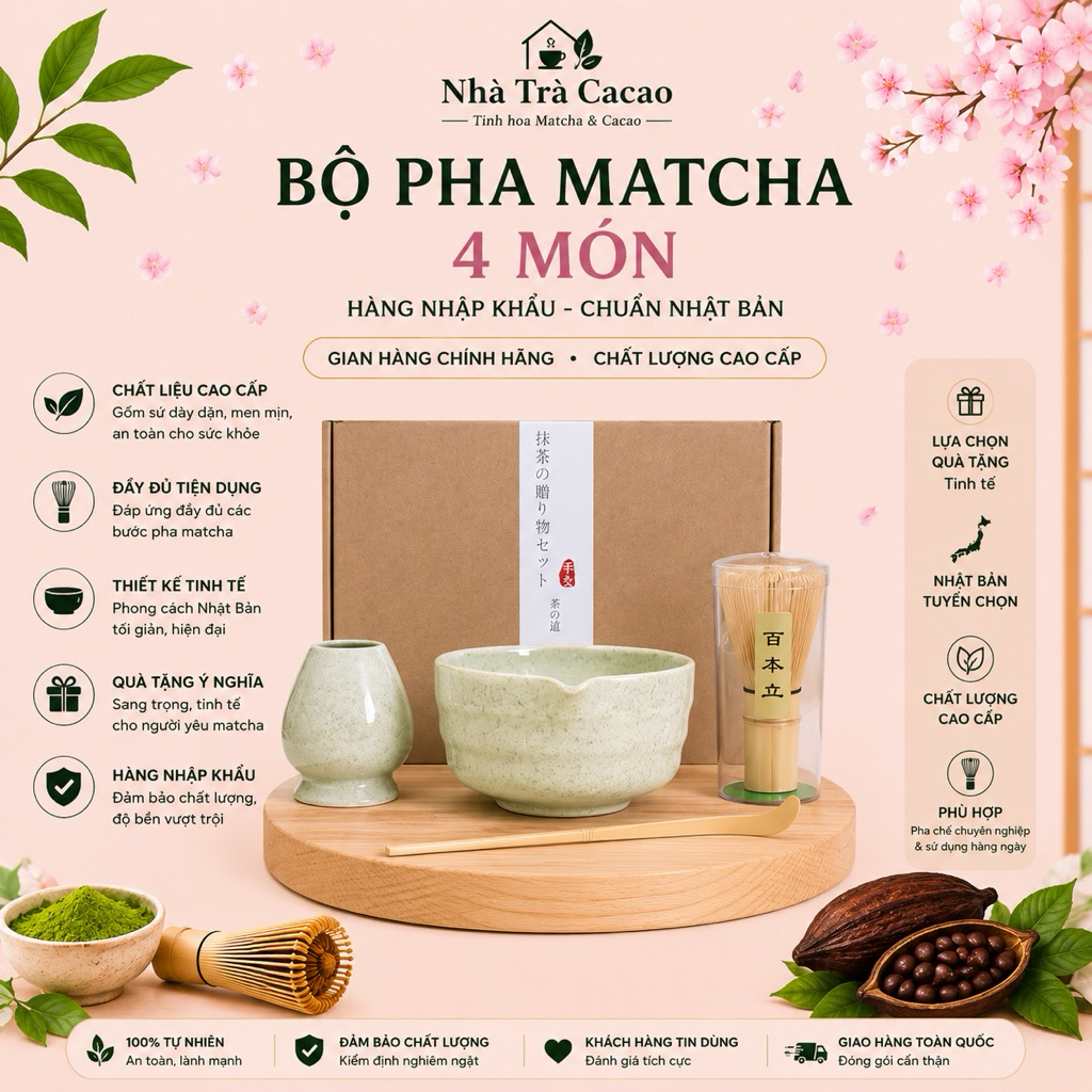 (Hoả Tốc) Bộ bát Chawan đánh matcha, Chawan khuấy matcha