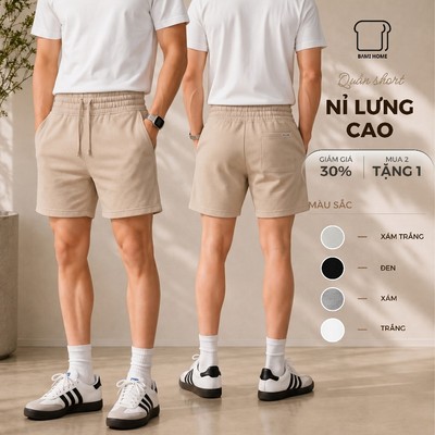 Quần short nam BAMI HOME, thiết kế lưng cao, chất vải nỉ chân cua thoáng mát, co giãn 4 chiều QN084