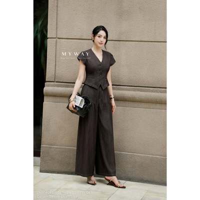 Set Bộ Áo Quần Denim Bò Nữ MY WAY Dáng Quần Suông Hàng Thiết Kế Cao Cấp 2ma14268 2mq01131